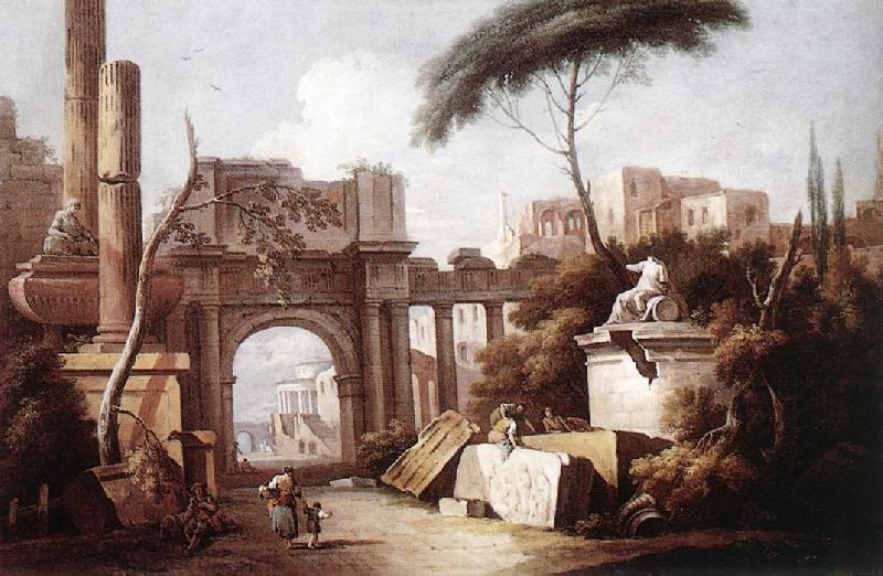 ZAIS, Giuseppe Ancient Ruins with a Great Arch and a Column oil painting picture